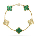 [LUXE JEWELRY] CLOVER 5 MOTIF MALACHITE BRACELET COLLECTION