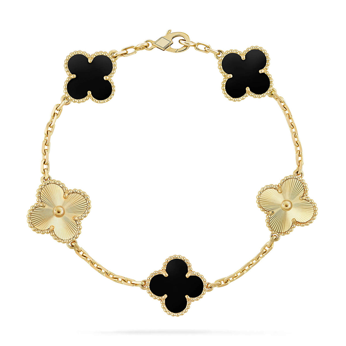 [LUXE JEWELRY] CLOVER 5 MOTIF ONYXS BRACELET COLLECTION