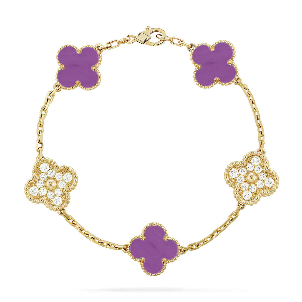 [LUXE JEWELRY] CLOVER 5 MOTIF VIOLET BRACELET COLLECTION