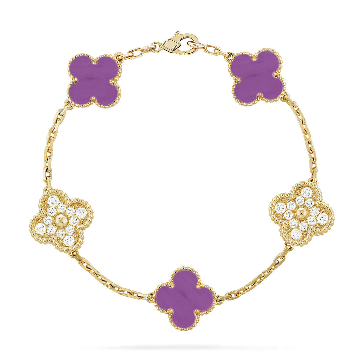 [LUXE JEWELRY] CLOVER 5 MOTIF VIOLET BRACELET COLLECTION