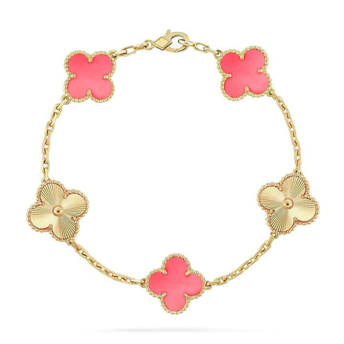 [LUXE JEWELRY] CLOVER 5 MOTIFS  PINK MOP BRACELET COLLECTION