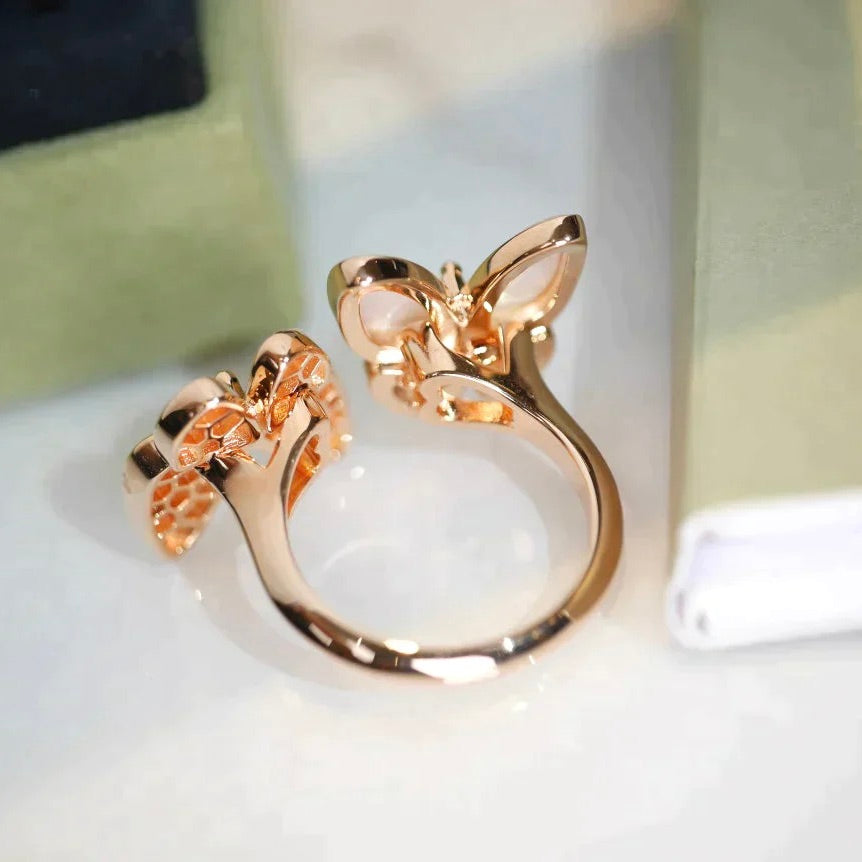 [LUXE JEWELRY]TWIN BUTTERFLY DIAMOND MOP RING