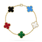 [LUXE JEWELRY]CLOVER 5 MOTIFS MULTICOLOR BRACELET