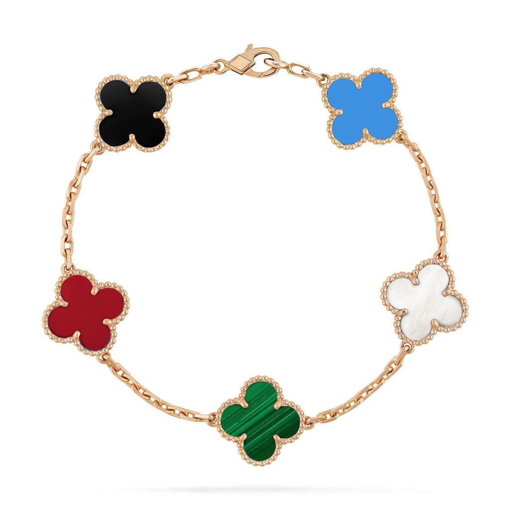 [LUXE JEWELRY]CLOVER 5 MOTIFS MULTICOLOR BRACELET