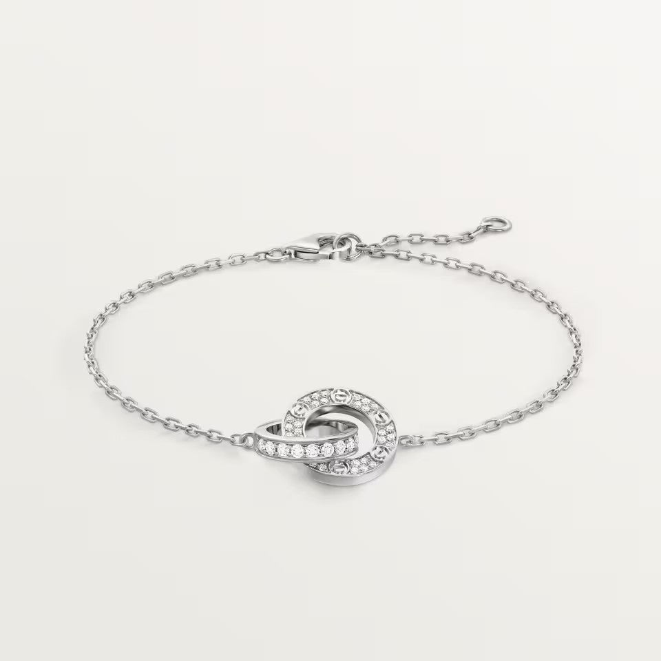 [LUXE JEWELRY] LOVE DOUBLE RING FULL DIAMOND BRACELET