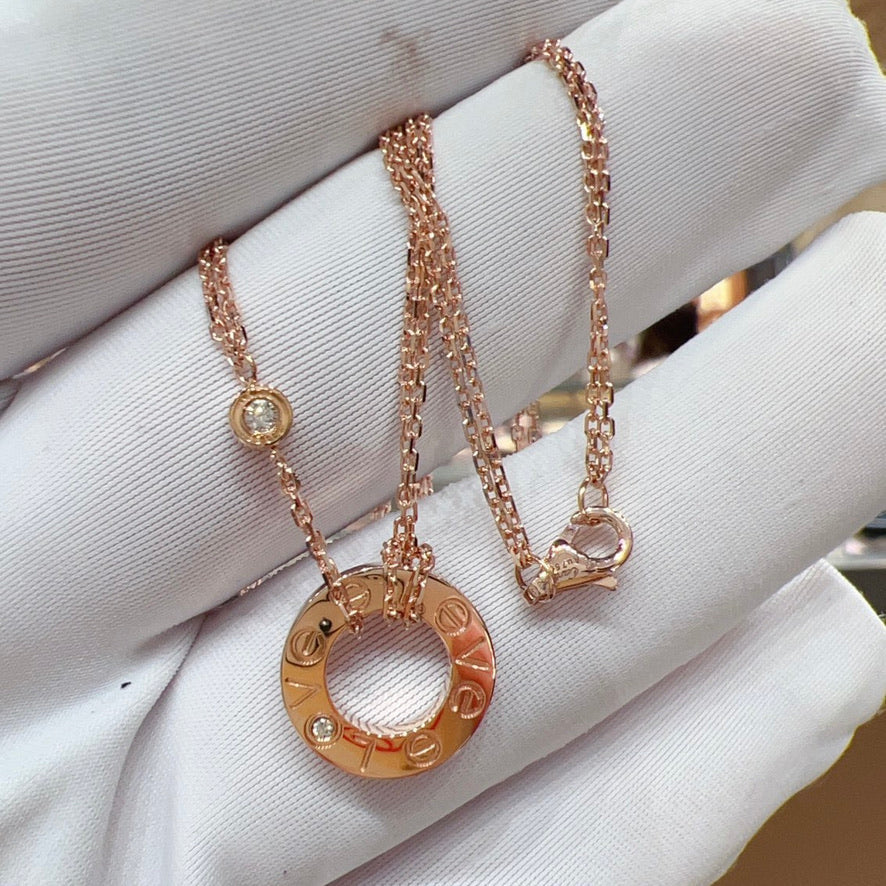 [LUXE JEWELRY] LOVE NECKLACE 16MM 2 DIAMONDS