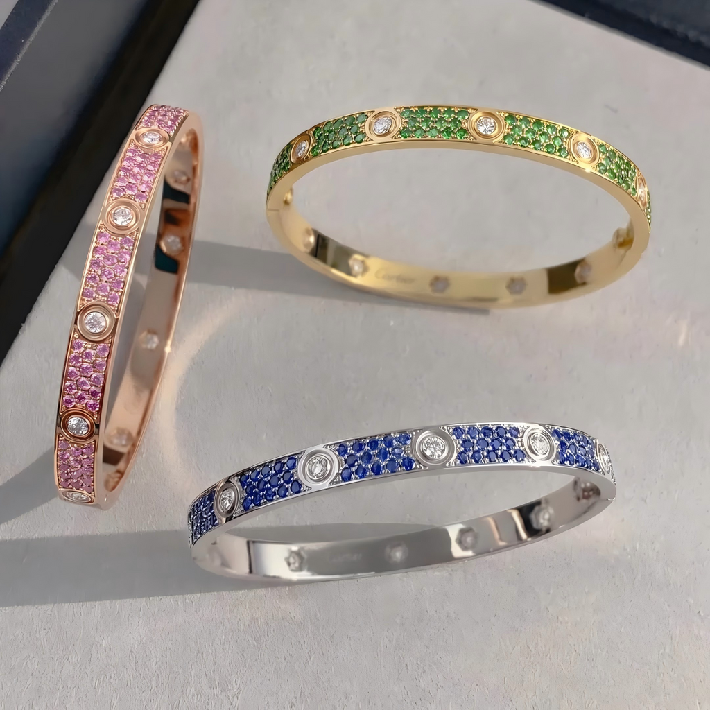 [LUXE JEWELRY]2026 PAVE GEMSTONE LOVE BRACELET 6.1MM 10 DIAMONDS