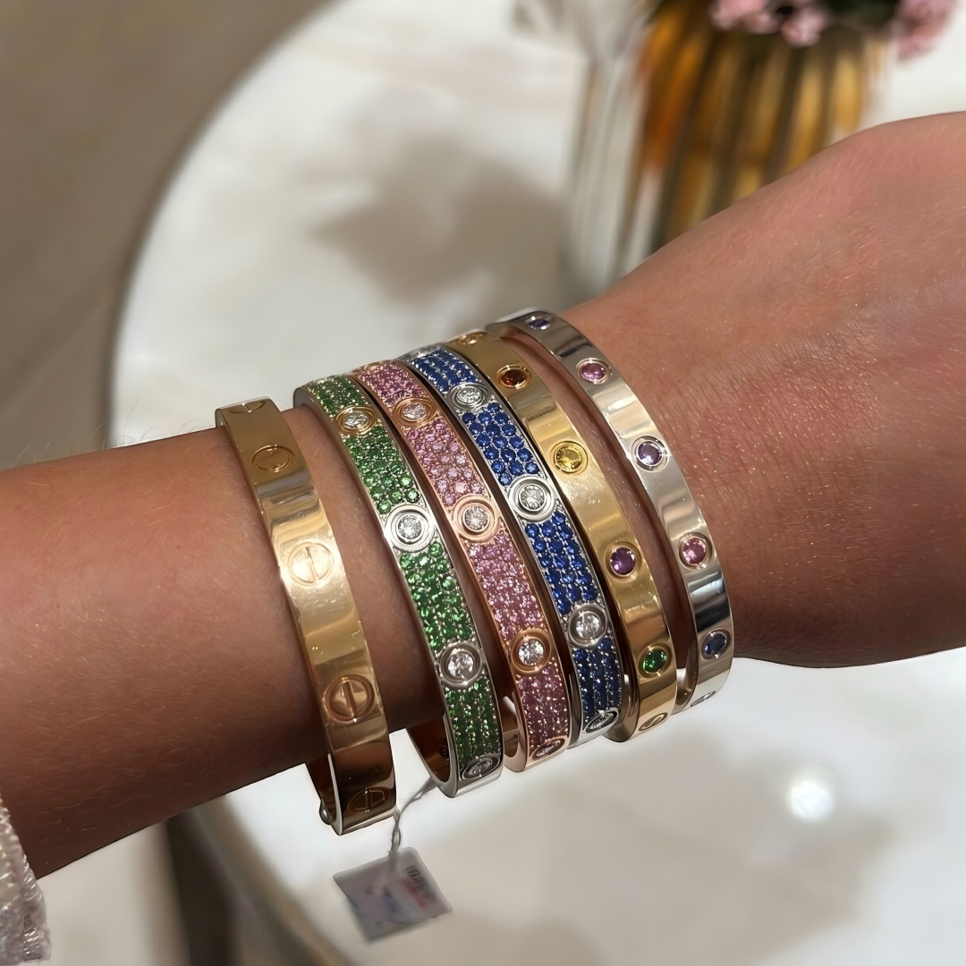 [LUXE JEWELRY]2026 PAVE GEMSTONE LOVE BRACELET 6.1MM 10 DIAMONDS