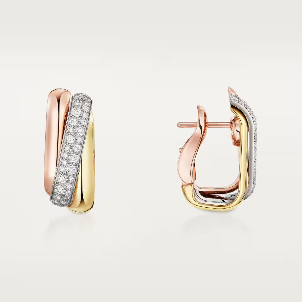 [LUXE JEWELRY] TRINITY HALF DIAMOND  CUSHION EARRINGS