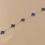 [LUXE JEWELRY] CLOVER 5 MOTIF BLUE AGATE BRACELET COLLECTION