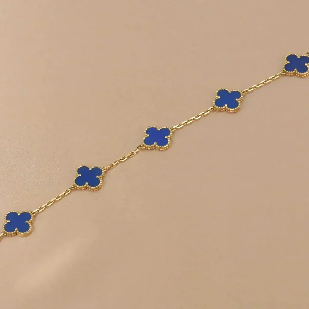 [LUXE JEWELRY] CLOVER 5 MOTIF BLUE AGATE BRACELET COLLECTION