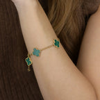 [Luxe] CLOVER 5 MOTIF MALACHITE BRACELET COLLECTION