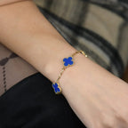 [LUXE JEWELRY] CLOVER 5 MOTIF BLUE AGATE BRACELET COLLECTION