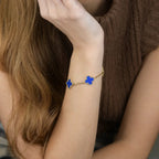 [LUXE JEWELRY] CLOVER 5 MOTIF BLUE AGATE BRACELET COLLECTION