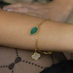 [LUXE JEWELRY]LUCKY SPRING 5 MOTIF GOLD BRACELET