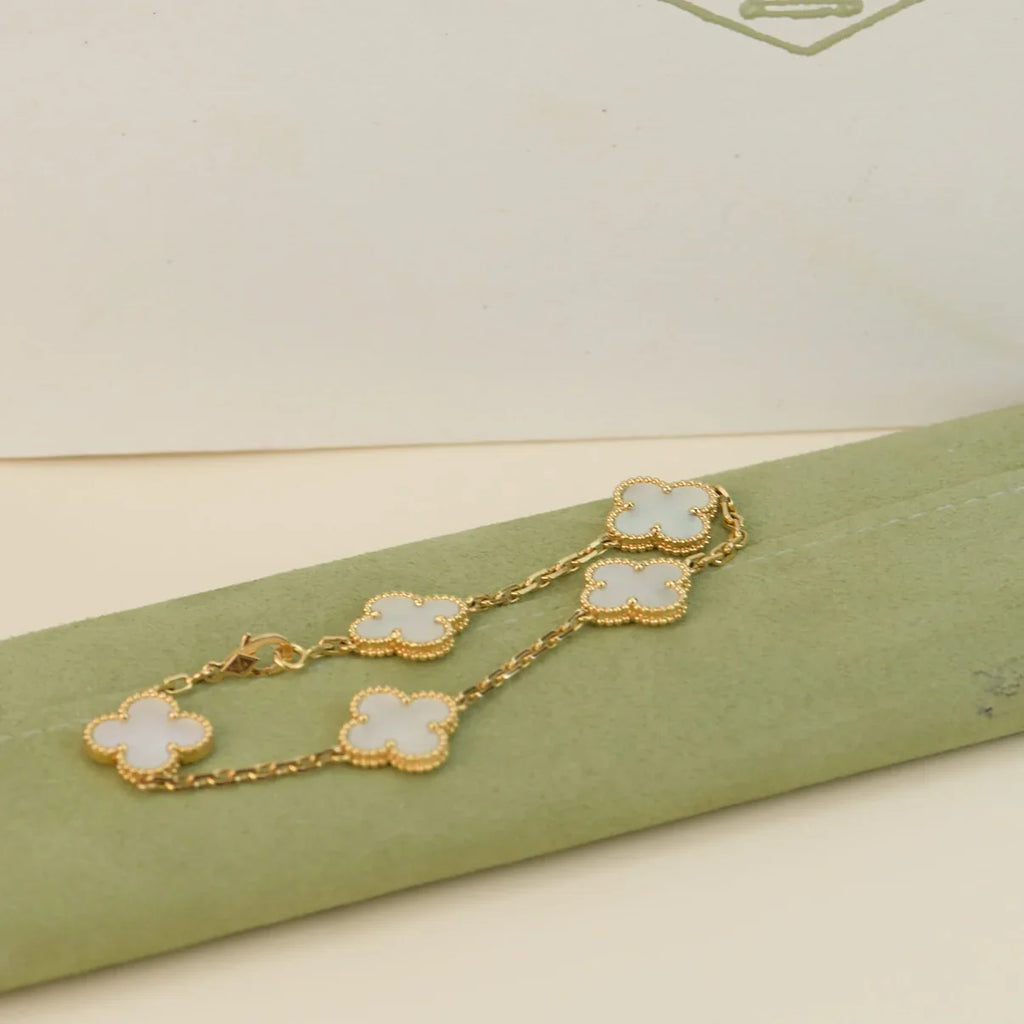 [Luxe]CLOVER WHITE PEARL MOP 5 MOTIF BRACELET COLLECTION