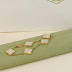 [LUXE JEWELRY]CLOVER WHITE PEARL MOP 5 MOTIF BRACELET COLLECTION