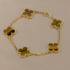 [LUXE JEWELRY] CLOVER 5 MOTIFS TIGER EYE BRACELET COLLECTION