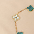 [LUXE JEWELRY] CLOVER 5 MOTIF MALACHITE BRACELET COLLECTION
