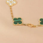 [LUXE JEWELRY] CLOVER 5 MOTIF MALACHITE BRACELET COLLECTION