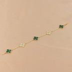 [LUXE JEWELRY] CLOVER 5 MOTIF MALACHITE BRACELET COLLECTION