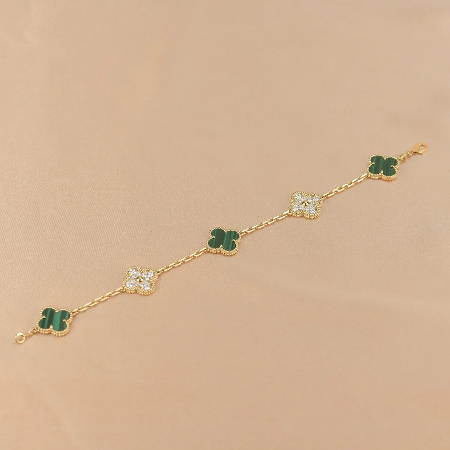 [Luxe] CLOVER 5 MOTIF MALACHITE BRACELET COLLECTION