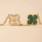 [LUXE JEWELRY] CLOVER 5 MOTIF MALACHITE BRACELET COLLECTION