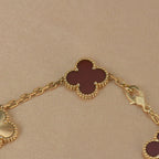 [Luxe] CLOVER 5 MOTIF RED CORNELIAN BRACELET COLLECTION