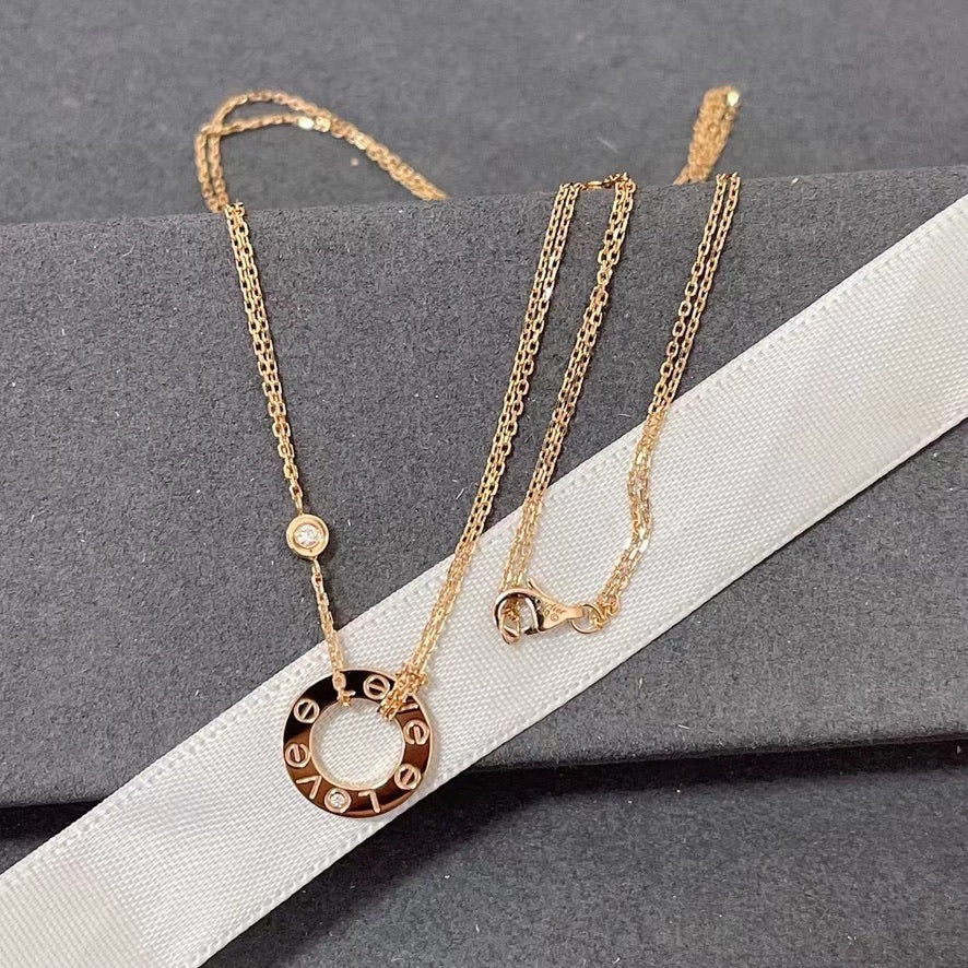 [LUXE JEWELRY] LOVE NECKLACE 16MM 2 DIAMONDS