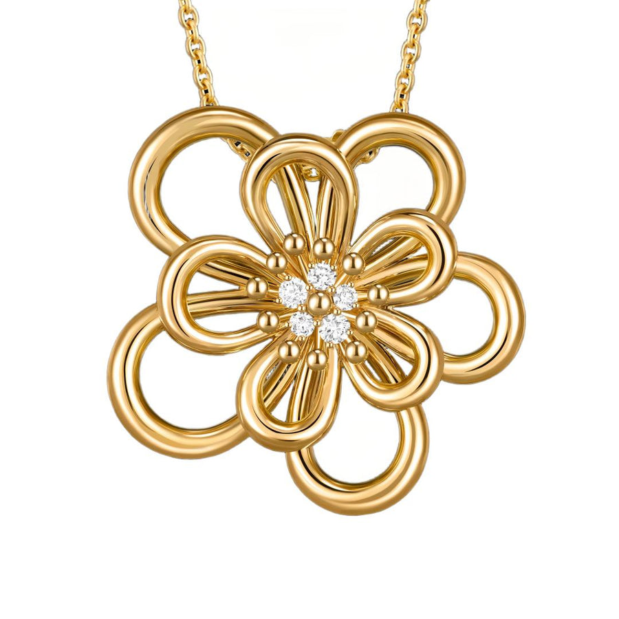 [LUXE JEWELRY]Flowerlace Clip Pendant Necklace 5 stones