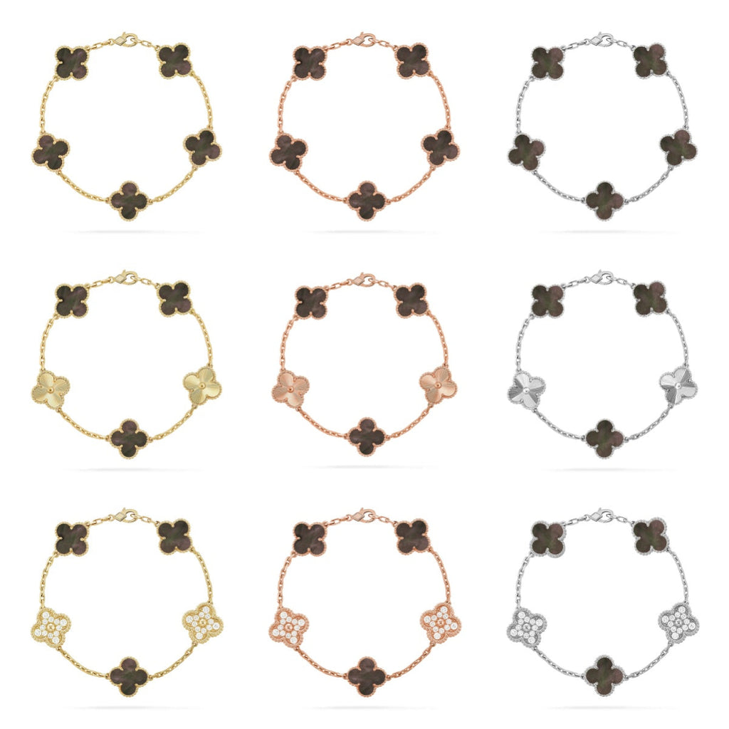 [LUXE JEWELRY] CLOVER 5 MOTIF GRAY MOP BRACELET COLLECTION