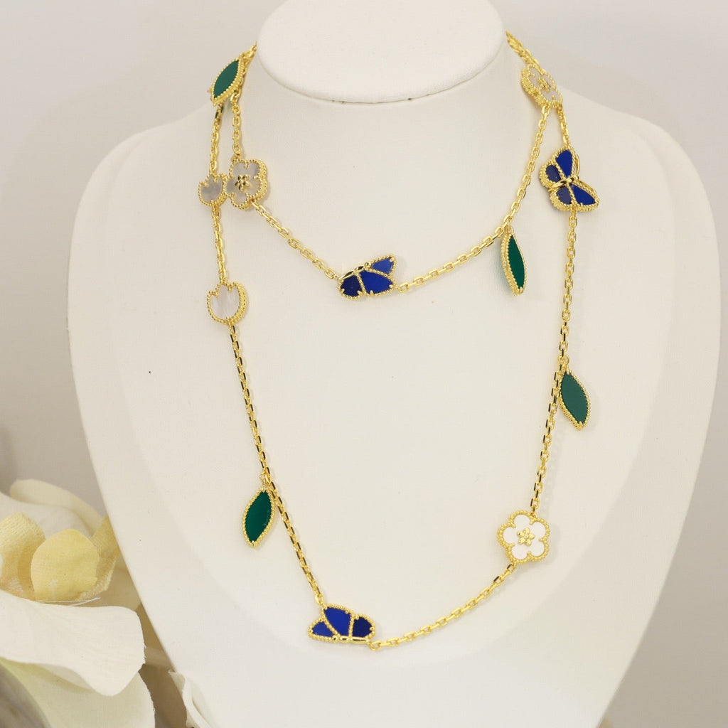 [LUXE JEWELRY] LUCKY SPRING BUTTERFLY 15 FLOWER NECKLACE