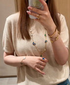[LUXE JEWELRY] LUCKY SPRING BUTTERFLY 15 FLOWER NECKLACE