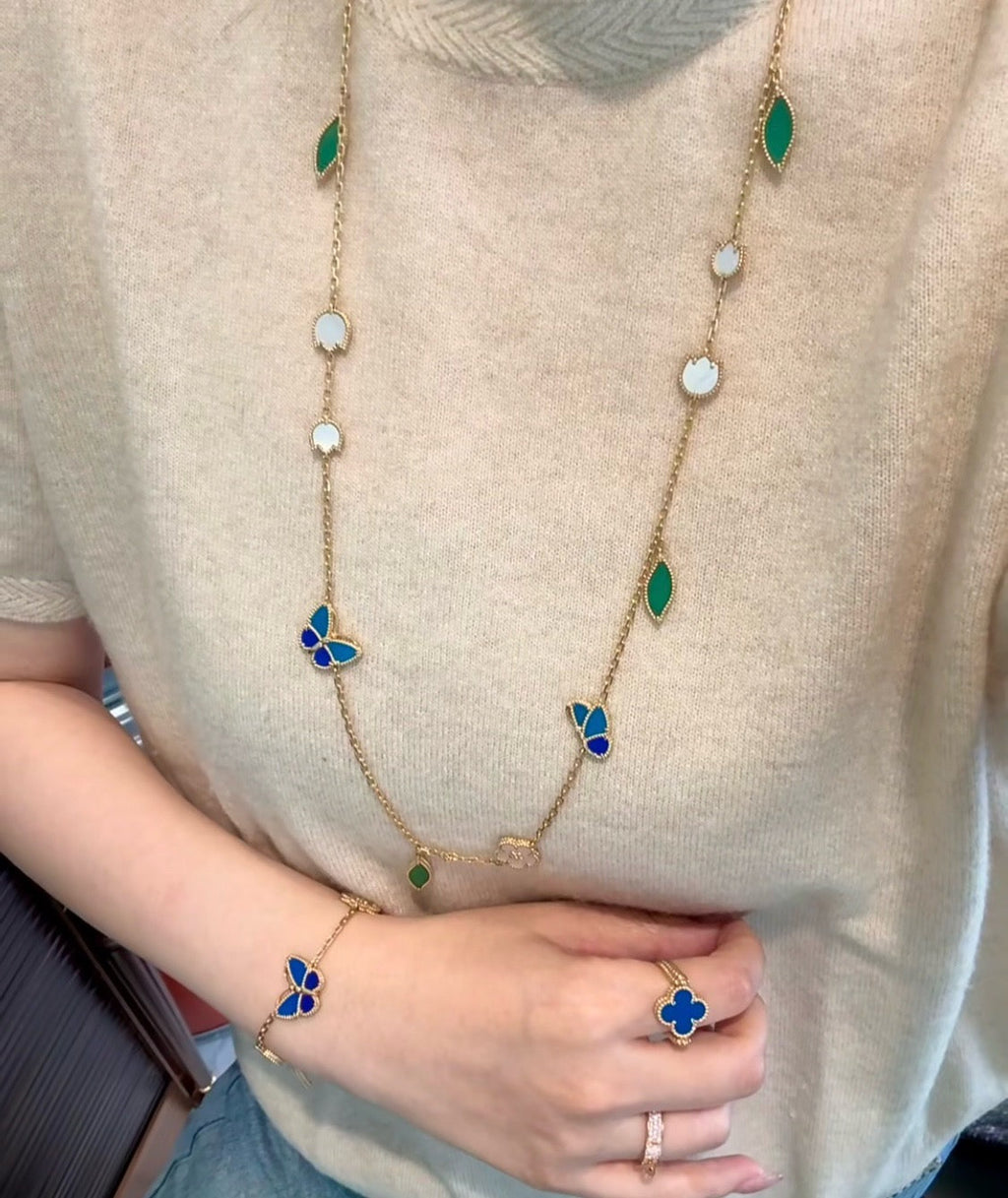 [LUXE JEWELRY] LUCKY SPRING BUTTERFLY 15 FLOWER NECKLACE