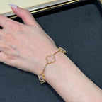 [LUXE JEWELRY]CLOVER 5 MOTIF ROCK CRYSTAL BRACELET