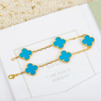 [LUXE JEWELRY] CLOVER 5 MOTIF TURQUOISE BRACELET COLLECTION