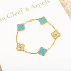 [LUXE JEWELRY] CLOVER 5 MOTIF TURQUOISE BRACELET COLLECTION
