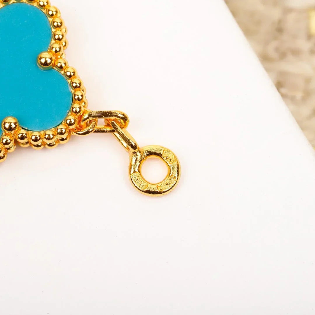 [LUXE JEWELRY] CLOVER 5 MOTIF TURQUOISE BRACELET COLLECTION