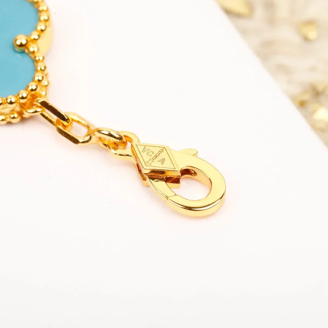 [LUXE JEWELRY] CLOVER 5 MOTIF TURQUOISE BRACELET COLLECTION