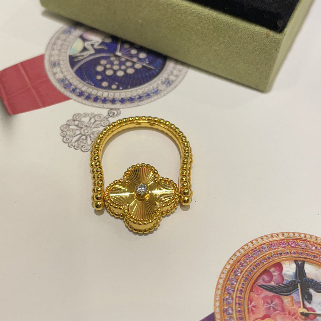 [LUXE JEWELRY]CLOVER RIVERSIBLE RING GOLD COLLECTION