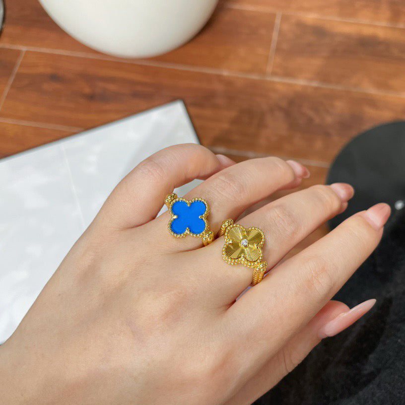 [LUXE JEWELRY]CLOVER RIVERSIBLE RING GOLD COLLECTION