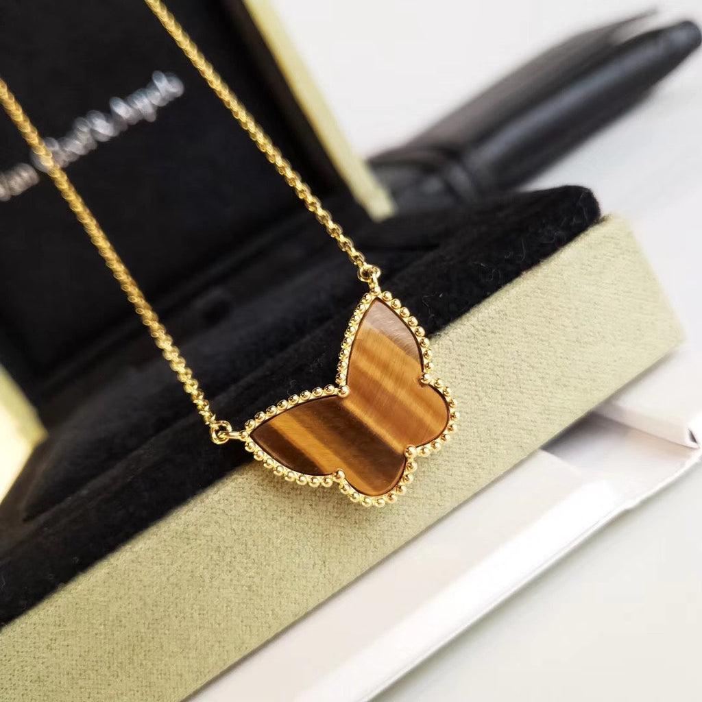 [LUXE JEWELRY] TIGER__ EYE BUTTERFLY NECKLACE