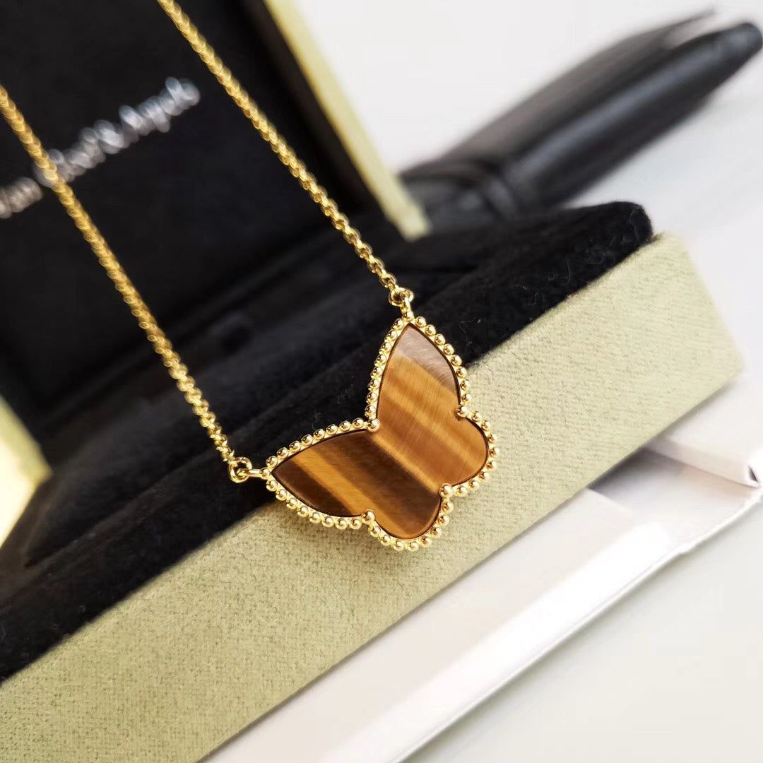 [LUXE JEWELRY] TIGER__ EYE BUTTERFLY NECKLACE