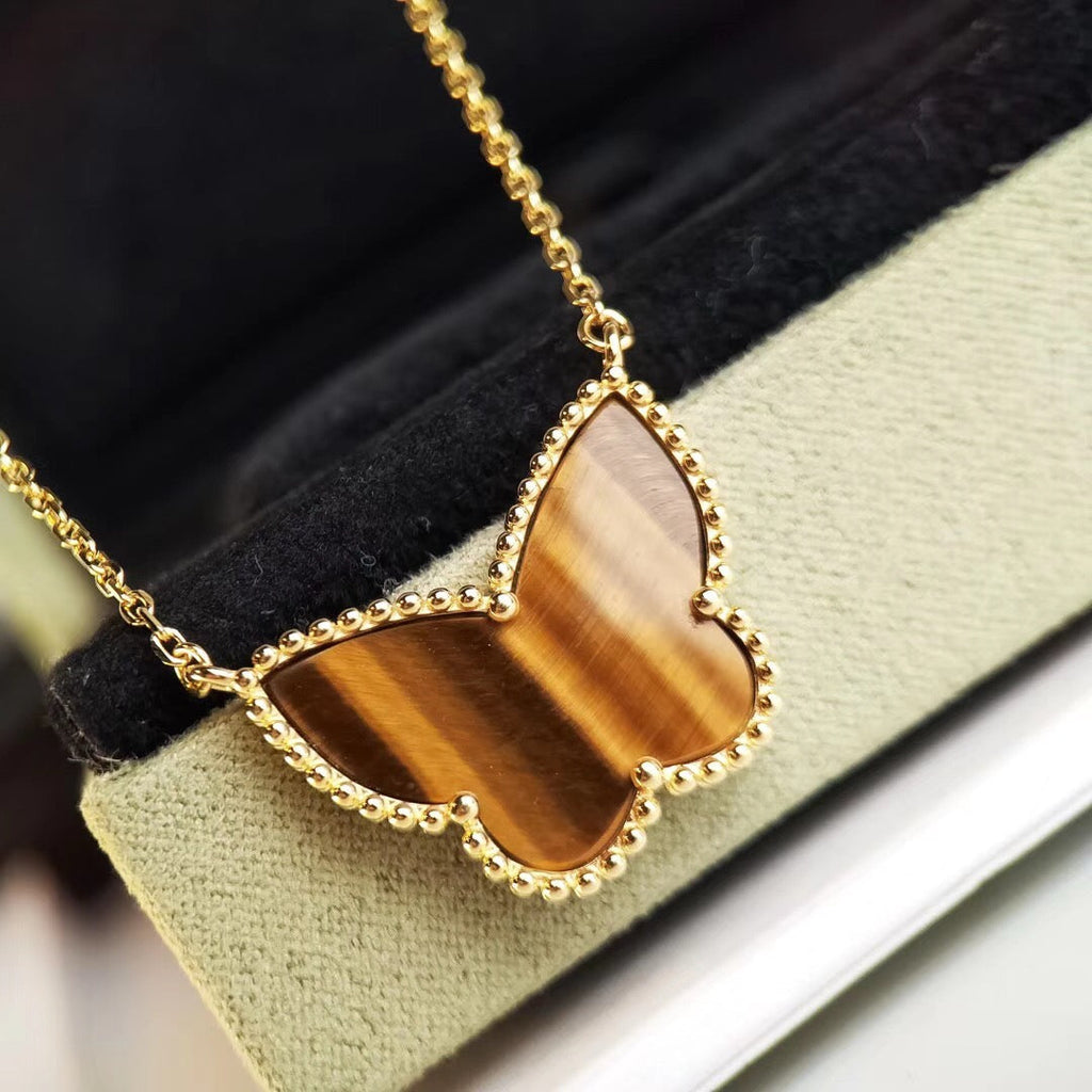 [LUXE JEWELRY] TIGER__ EYE BUTTERFLY NECKLACE