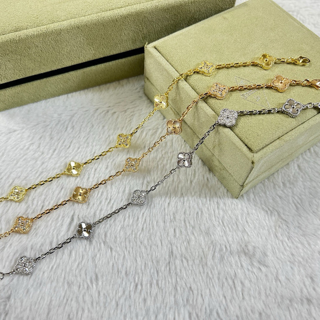 [LUXE JEWELRY]CLOVER 6 MOTIF DIAMOND LASER BRACELET