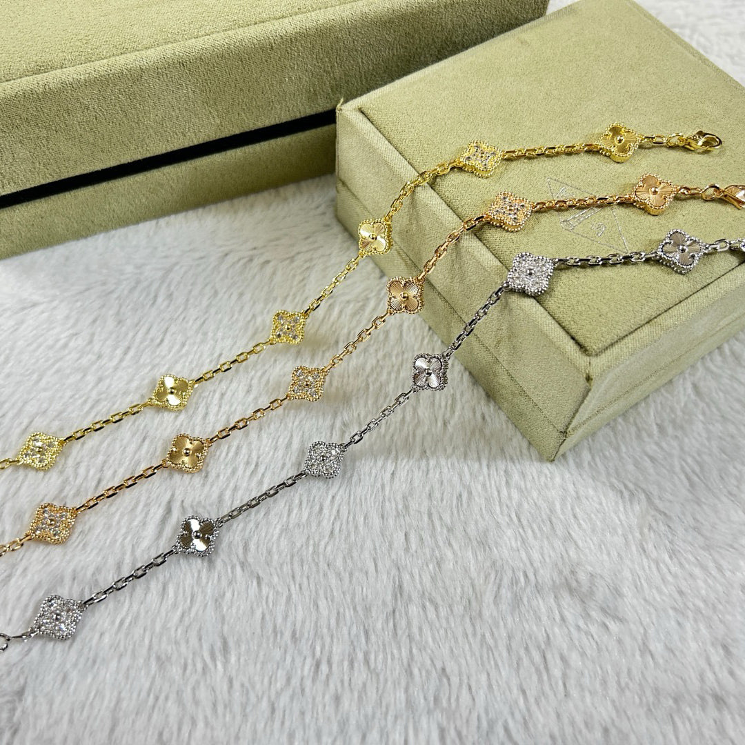 [LUXE JEWELRY]CLOVER 6 MOTIF DIAMOND LASER BRACELET