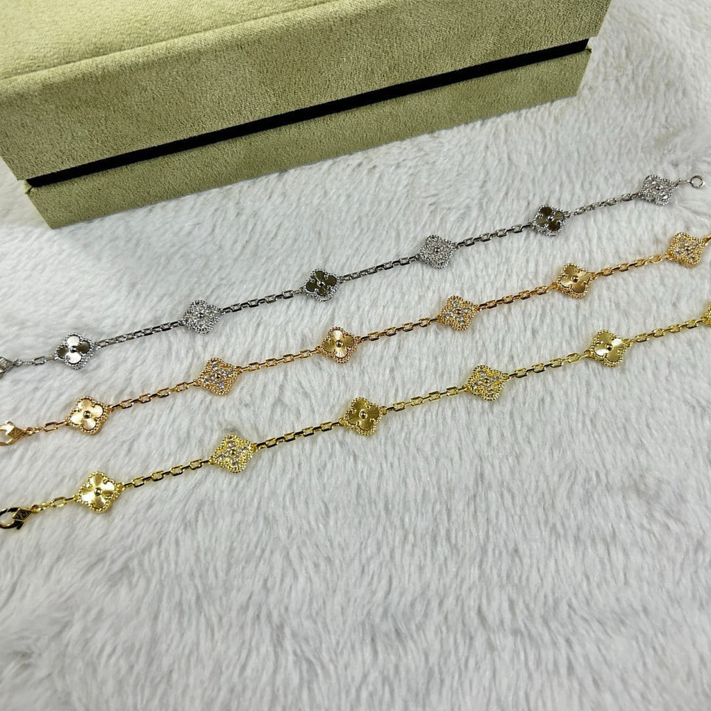 [LUXE JEWELRY]CLOVER 6 MOTIF DIAMOND LASER BRACELET