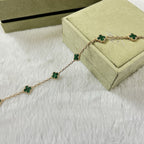 [LUXE JEWELRY]CLOVER 6 MOTIF MALACHITE BRACELET