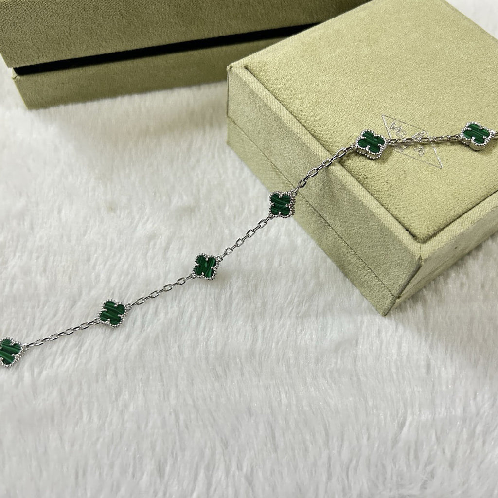 [LUXE JEWELRY]CLOVER 6 MOTIF MALACHITE BRACELET