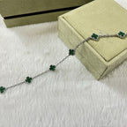 [LUXE JEWELRY]CLOVER 6 MOTIF MALACHITE BRACELET